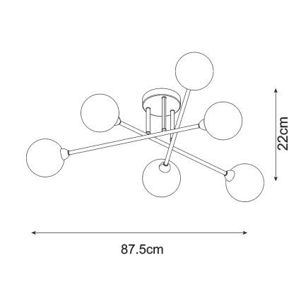 Zuma Line - Prisadený luster 6xG9/3W/230V čierna