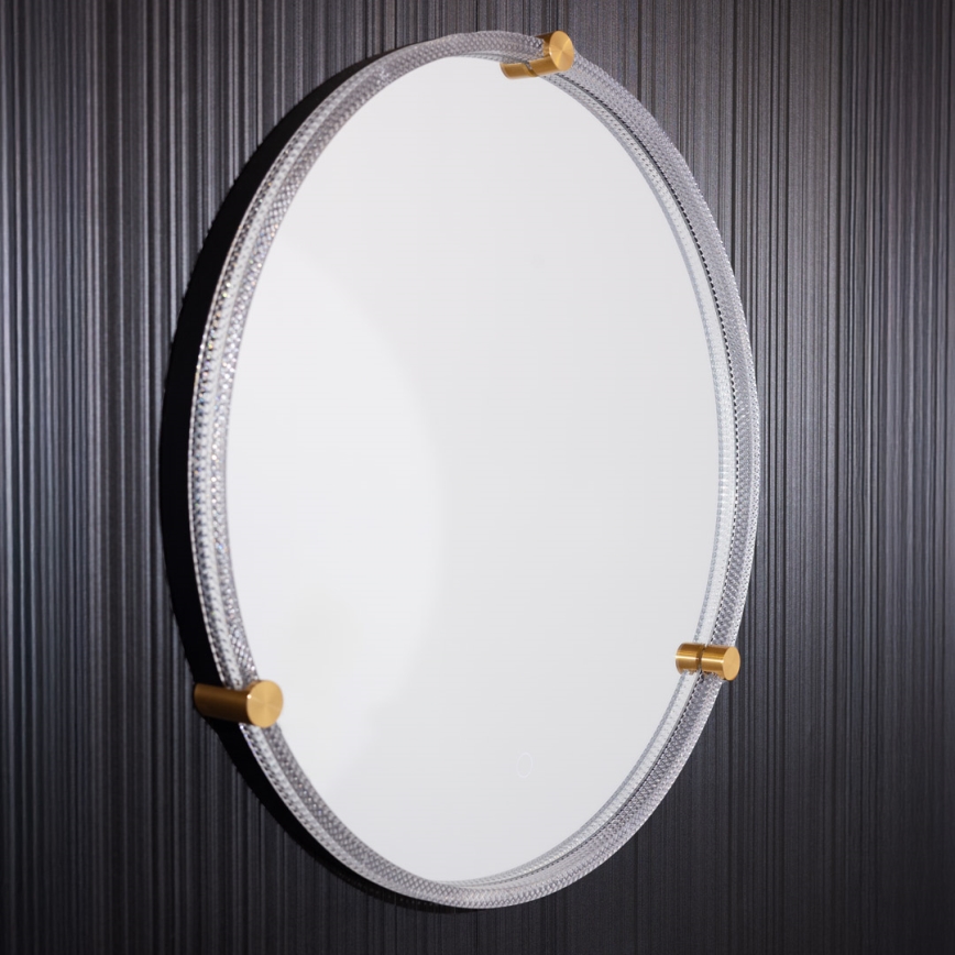 Zuma Line - LED Kúpeľňové nástenné zrkadlo s podsvietením LED/24W/230V 3000/4000/6000K pr. 60 cm IP44 číra/zlatá