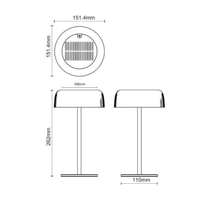 Zuma Line - LED Stmievateľná solárna nabíjacia stolná lampa LED/2,5W/2000 mAh IP44 čierna