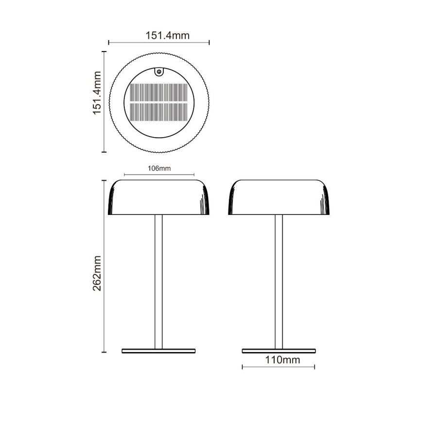 Zuma Line - LED Stmievateľná solárna nabíjacia stolná lampa LED/2,5W/2000 mAh IP44 čierna