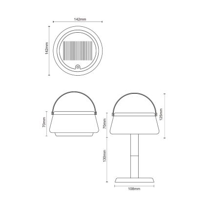 Zuma Line - LED Stmievateľná solárna nabíjacia stolná lampa LED/2,2W/2000 mAh IP44 čierna