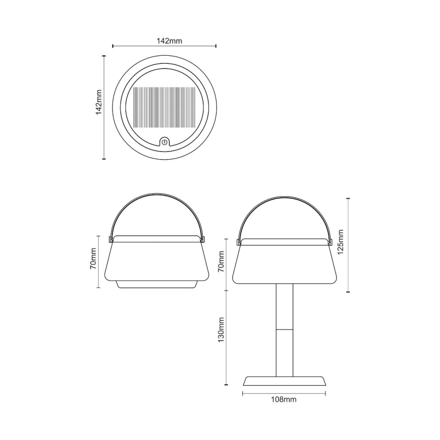 Zuma Line - LED Stmievateľná solárna nabíjacia stolná lampa LED/2,2W/2000 mAh IP44 čierna