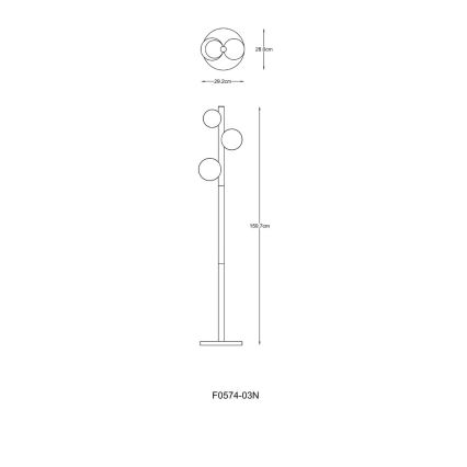 Zuma Line - Stojacia lampa 3xG9/33W/230V zlatá