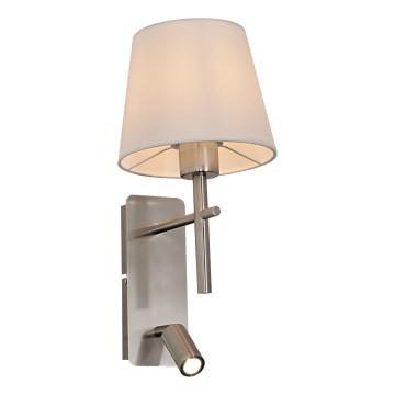 Zuma Line - LED nástenná lampa 1xE27/40W/230V + LED/2,5W matný chróm/biela