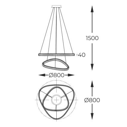 Zuma Line - LED Stmievateľný krištáľový luster na lanku LED/36W/230V 2700-6000K + diaľkové ovládanie
