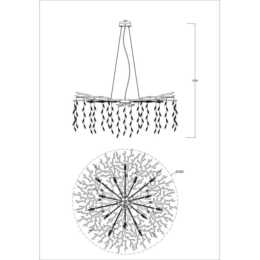 Zuma Line - Luster na lankách 14xG9/3,5W/230V pr. 100 cm zlatý