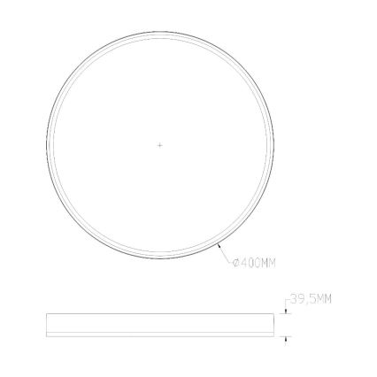 Technický výkres zobrazuje kruhový diel s priemerom 400 mm a priľahlý obdĺžnikový diel s výškou 39,5 mm.