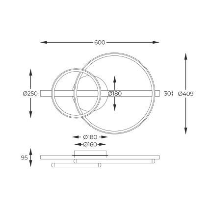 Zuma Line - LED Stmievateľný prisadený luster LED/17W/230V
