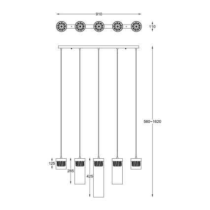 Zuma Line - Krištáľový luster na lanku 5xG9/28W/230V