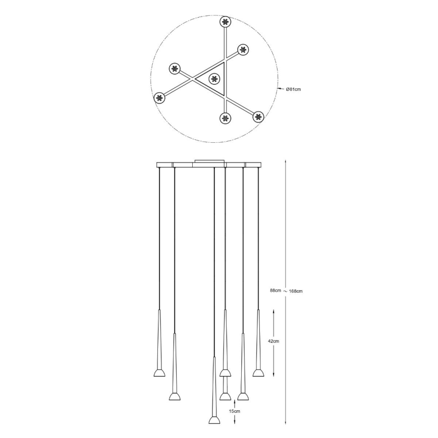 Zuma Line - LED luster na lankách 7xLED/6W/230V čierna/zlatá