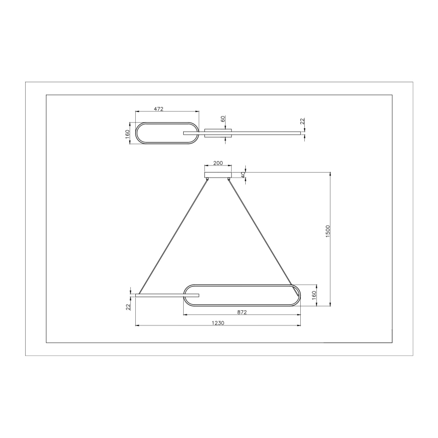 Zuma Line - LED luster na lanku 2xLED/40W/230V čierna/zlatá
