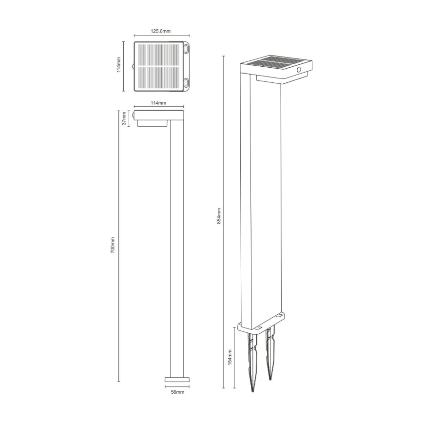 Zuma Line - LED Solárna lampa so senzorom pohybu a súmraku LED/4,5W/2000 mAh IP44 čierna