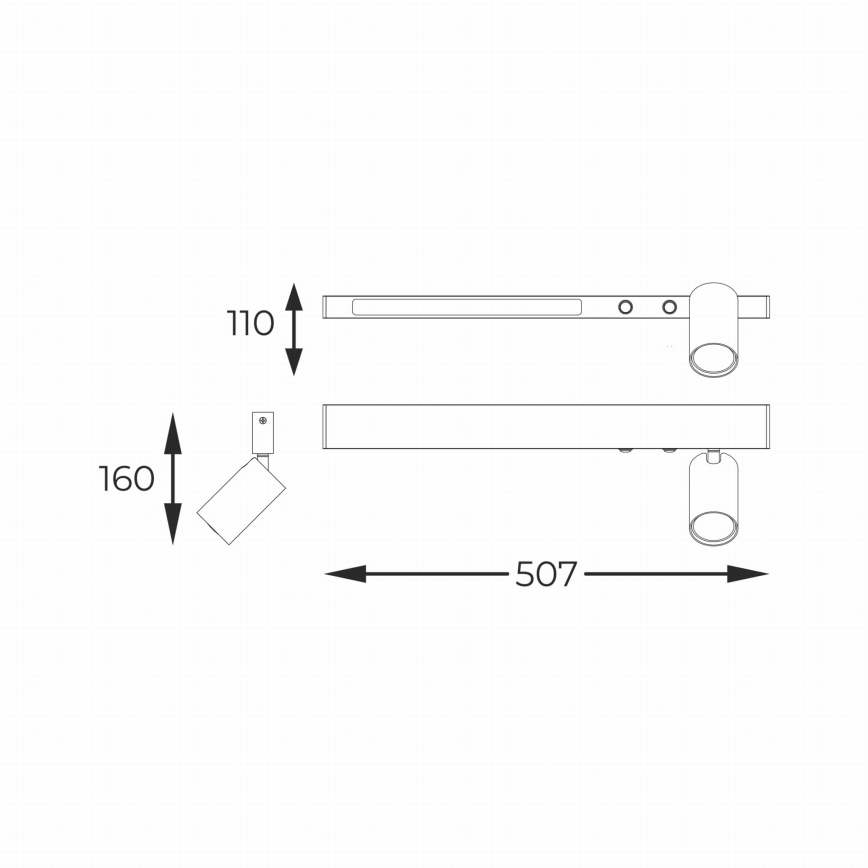 Zuma Line - LED Nástenné bodové svietidlo 1xGU10/5W/230V + LED/8W čierna