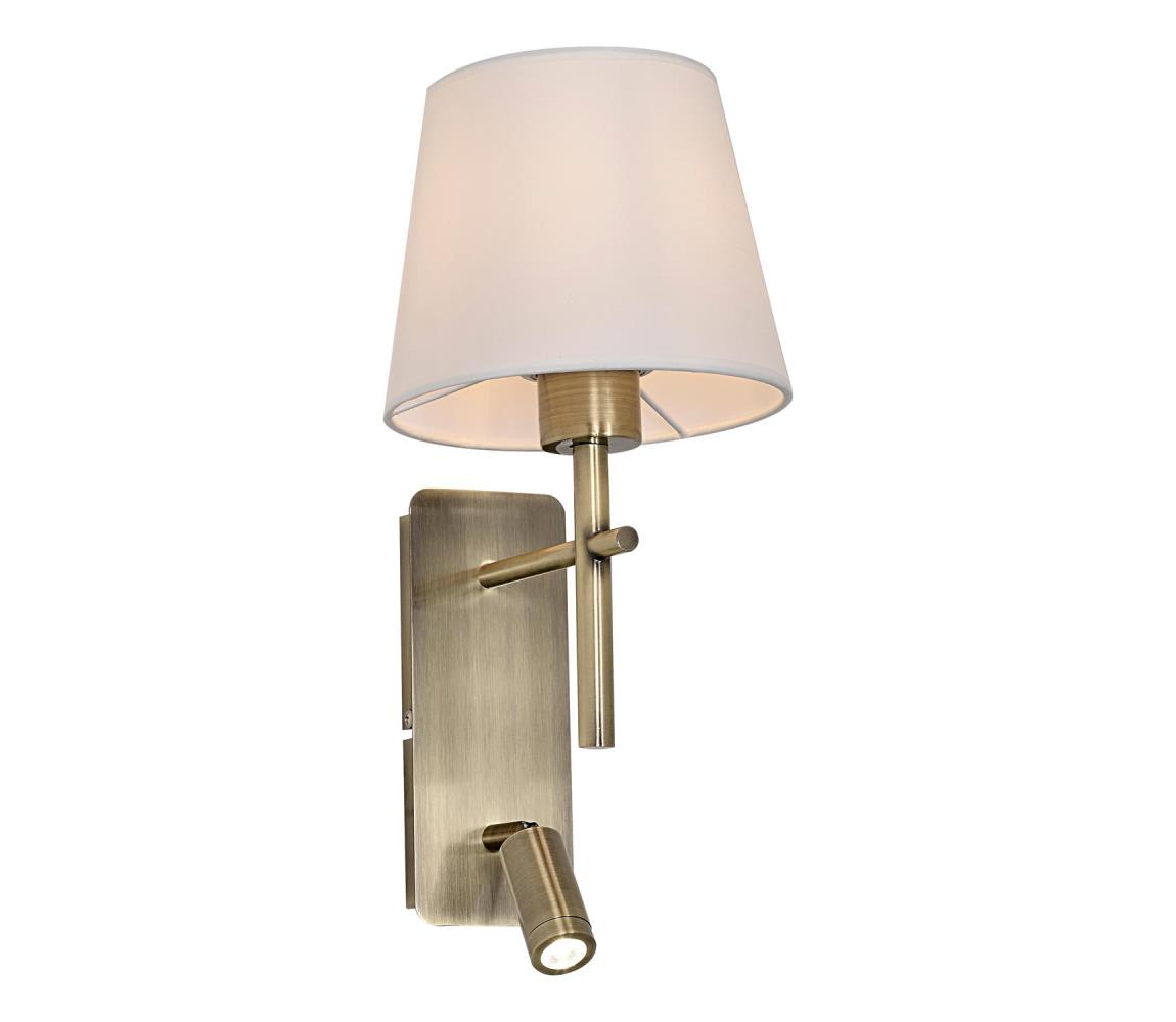 Zuma Line W4106-2AB+WH-LED Nástenné svietidlo LUNA 1xE27/40W/230V + LED/2,5W mosadz/biela W4106-2AB+WH