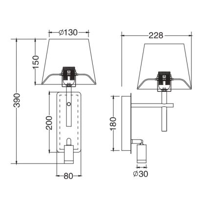 Zuma Line - LED nástenná lampa 1xE27/40W/230V + LED/2,5W matný chróm/biela