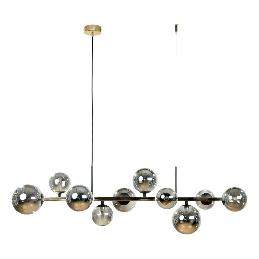 Zuma Line - Závesný luster na lane 10xG9/8W/230V zlatá/dymová čierna